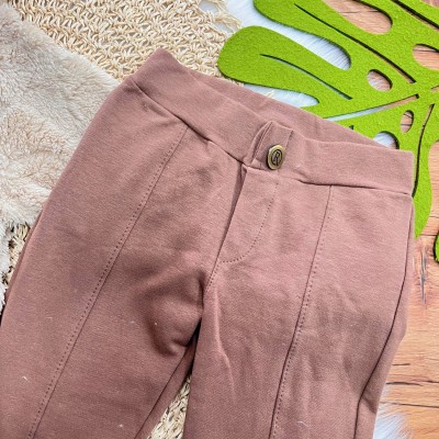 Conj. Jaqueta de Pelinho com Corações e Calça Legging - Areia e Marrom